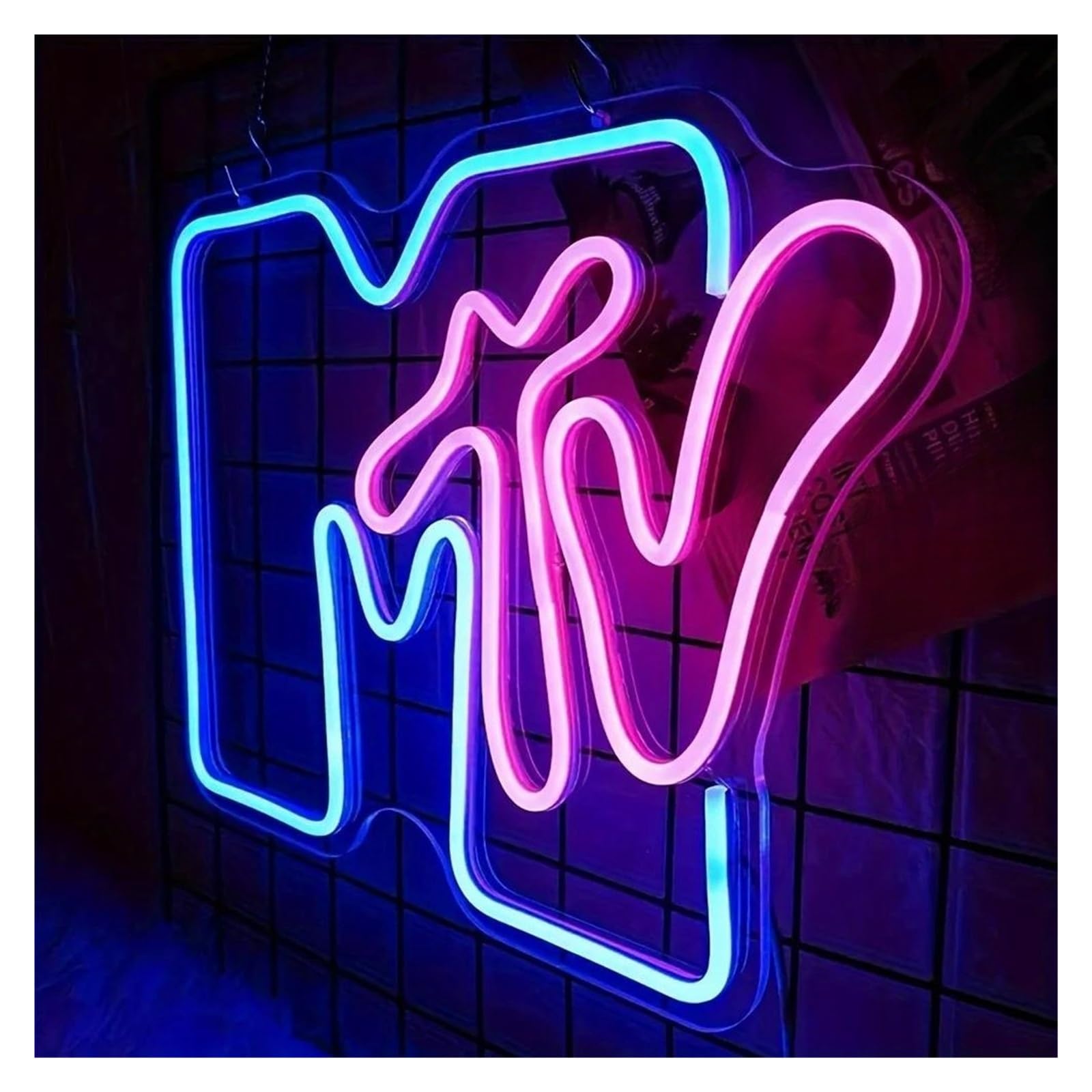 Insegna al Neon 1 Pz MTV Neon Sign Wall Hanging Light, Alimentato Tramite USB, Decorazione Televisiva Musicale Per Camera Da Letto, Bar, Ristorante 24cmх30cm