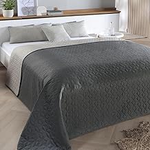 Belford Anthracite Grey Bedspread Double Bed Throw Plain Quilted 220 x 240 cm