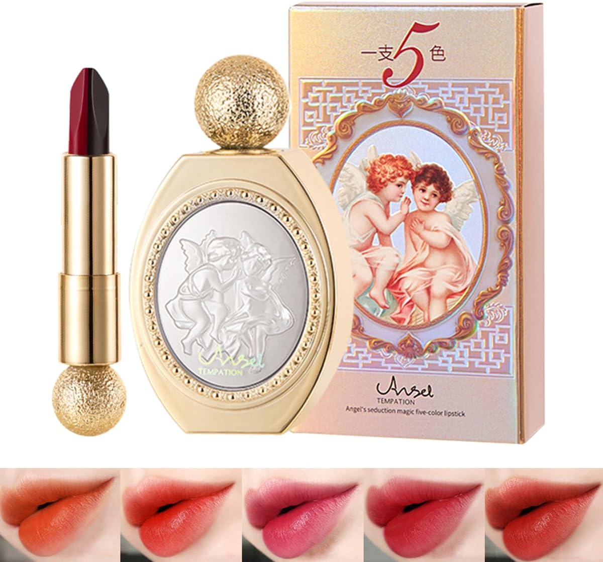 3 Colors In 1 Lipstick for Women, High Pigmented Lipstick, Glossy Silky Feeling Lip Colors, Suitable for Daily Makeup Looks, Vintage and Exquisite Appearance, Ideal Gift for Women