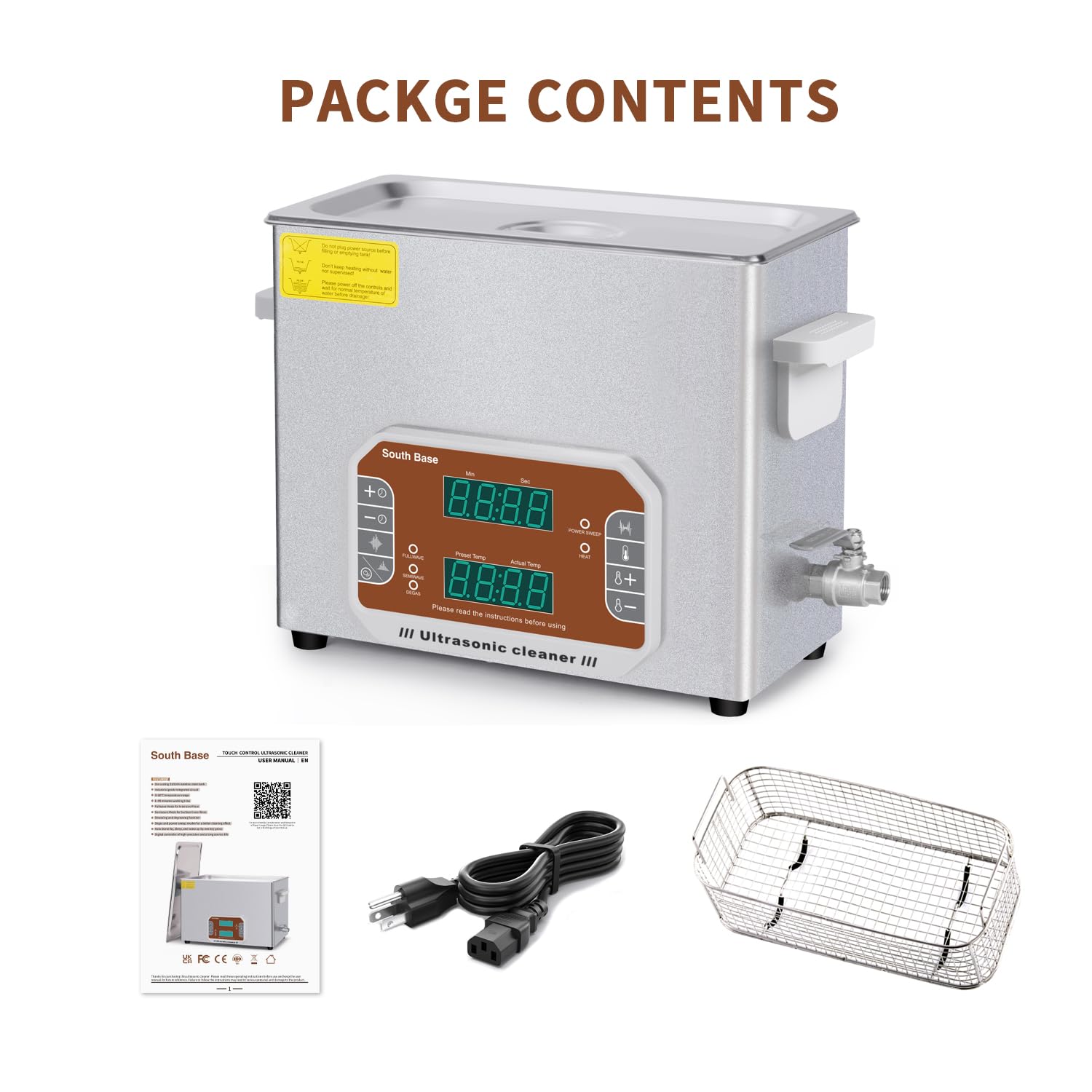 SOUTH BASE Ultraschallreinigungsgerät,6L Ultraschallreiniger mit Reinigungskorb,Timer&Heizung,180W Touch Control Ultraschallreinigungsmaschine zur Reinigung von Vergaserteilen,Schmuck,Brillen,Ketten