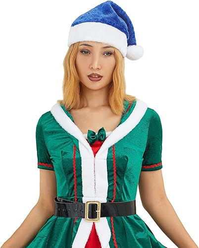 Miniatura 2 de Sombrero de Navidad unisex para adultos, sombreros de Papá Noel, gorro grueso de felpa para festival de Año Nuevo, fiesta, vacaciones, eventos,