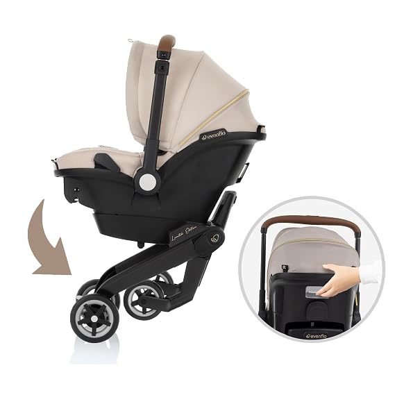 Evenflo Shyft DualRide Infant Car Seat Stroller Combo with Green & Gentle Fabric (Champagne)