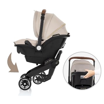 Evenflo Shyft DualRide Infant Car Seat Stroller Combo with Green & Gentle Fabric (Champagne)
