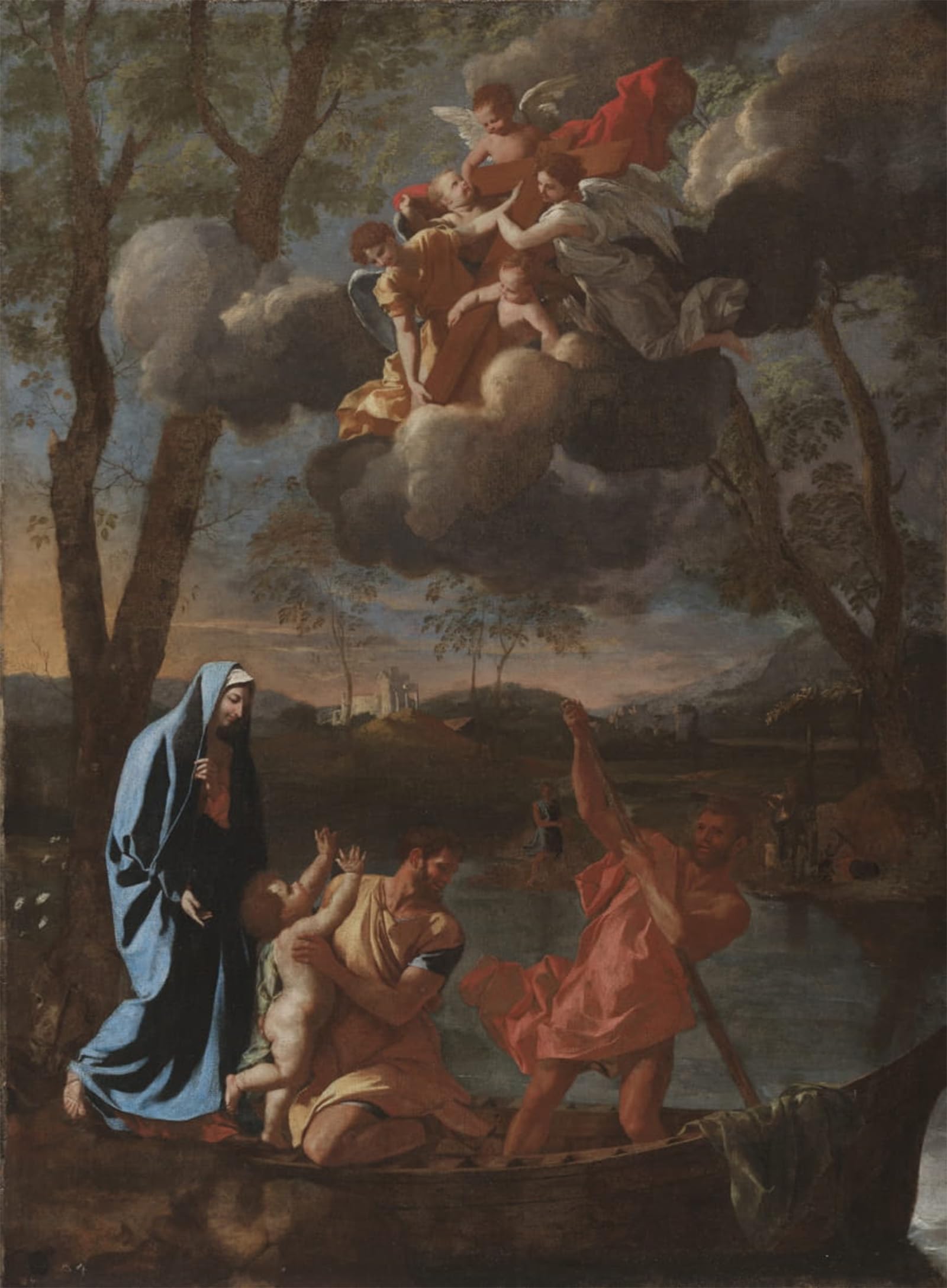 ARTXLXXBN Famous Art Print Poster Vintage Wall Art the Return of the Holy Family to Nazareth by Nicolas Poussin Canvas Art Poster for Home Decor 60x90cm