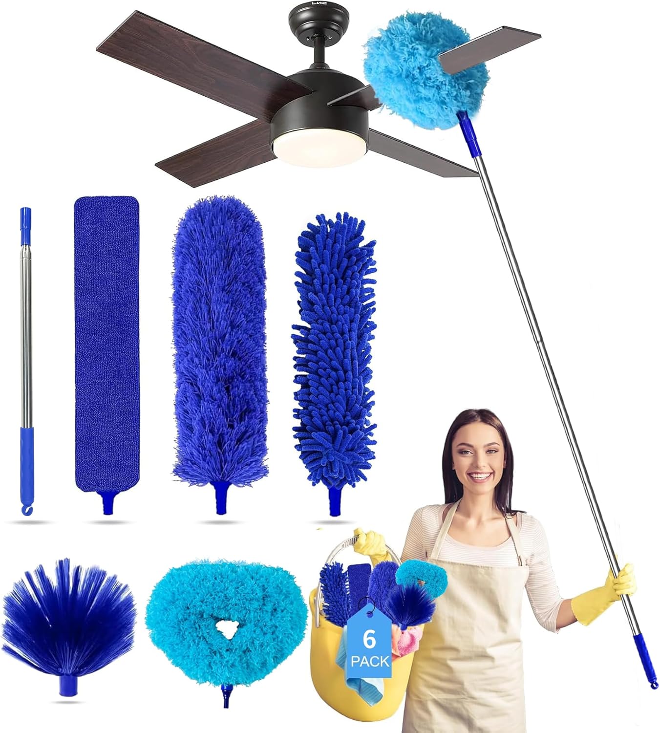 Ceiling Fan Cleaner Dusters for Cleaning 6-in-1 Kit, Cobweb Duster