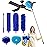 Tiumso Ceiling Fan Cleaner Dusters for Cleaning 6-in-1 Kit, Cobweb Duster with Extension Pole, 100 Inches High Ceiling Fan Blade Cleaners with 5 Reuseable Dusting Heads for Windows and Blinds- Blue