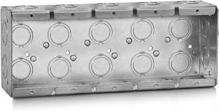 5-Gang Masonry Electrical Box, Metal Electrical Box, 2-1/2" Depth, EKO Knockouts, Width 3.75'', Height 1.94'', Masonry Box Gangable, Welded Design, Steel Device Boxes for Masonry Walls