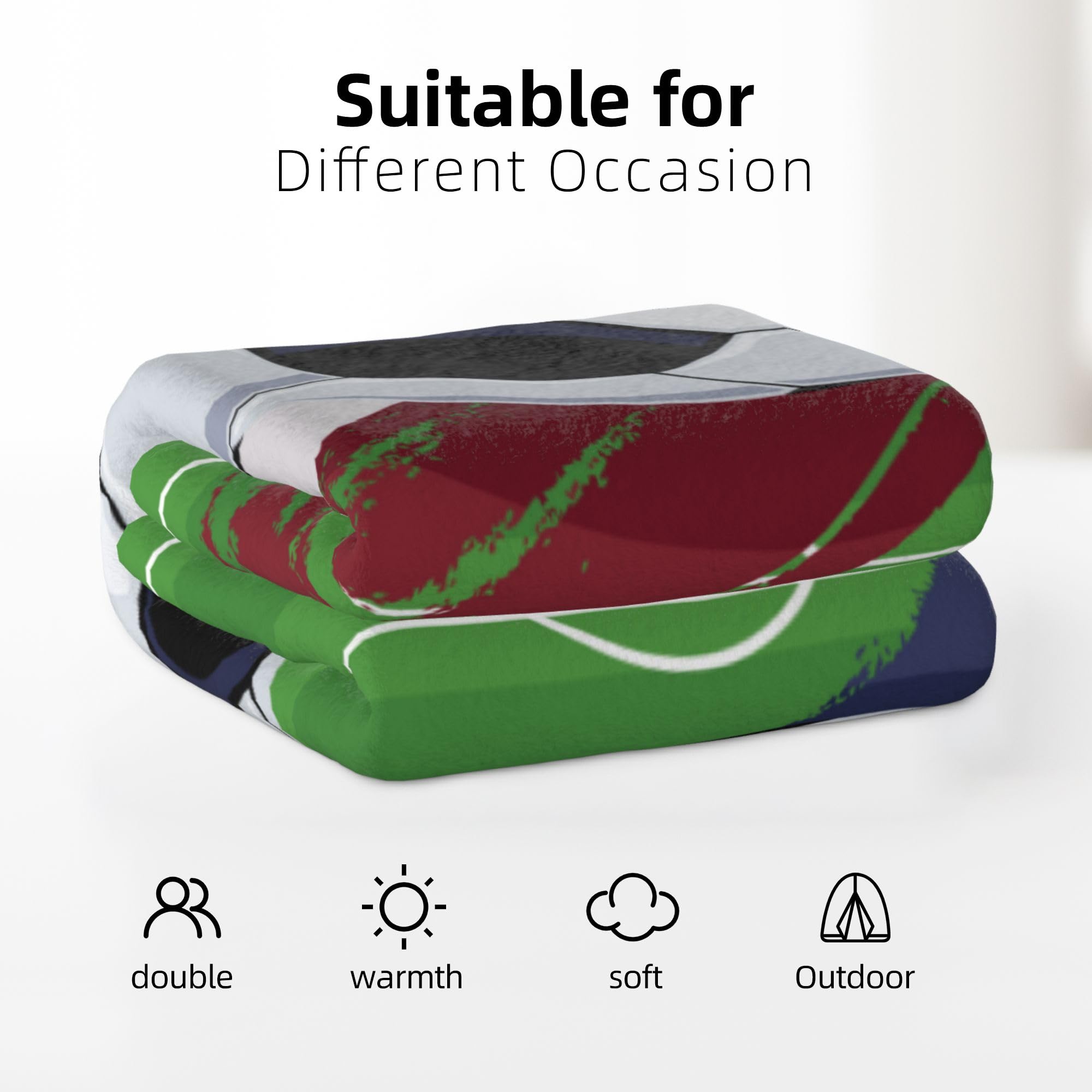 Coperta a tema calcio 150 x 200 cm,coperta a tema sportivo per bambini,morbida e confortevole coperta in flanella con motivo a pallone da calcio, adatta per bambini e adolescenti (B, 150 x 200 cm)