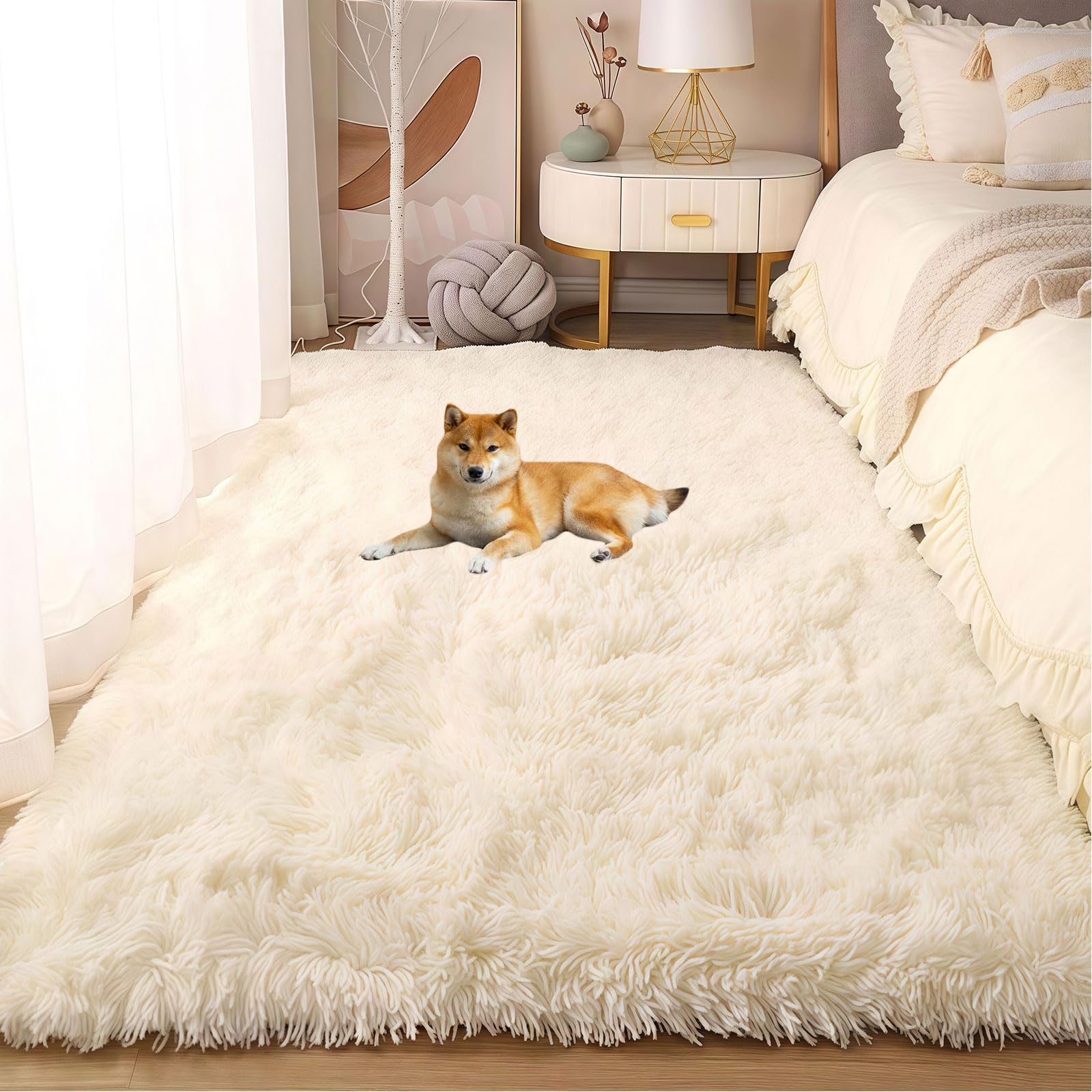 Tapis en fausse fourrure pour salon moderne : créez une chambre cocooning