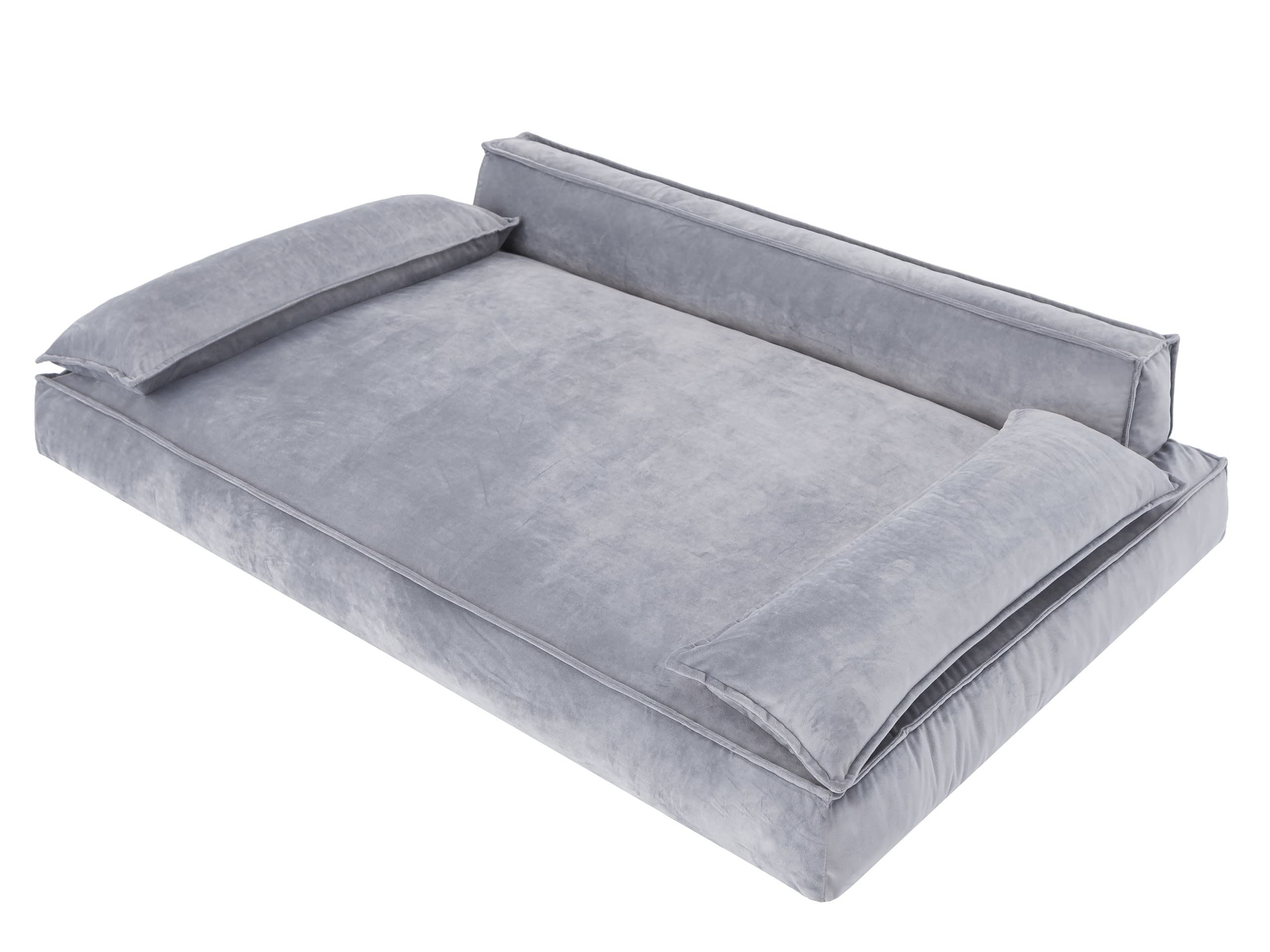 PillowPrim Legowisko dla psa, sofa dla psa, poduszka dla psa, kosz dla psa, kanapa, łóżko dla zwierząt domowych, kosz, sofa, łóżko, łatwe czyszczenie (rozmiar L: 78 x 54 cm, szare)