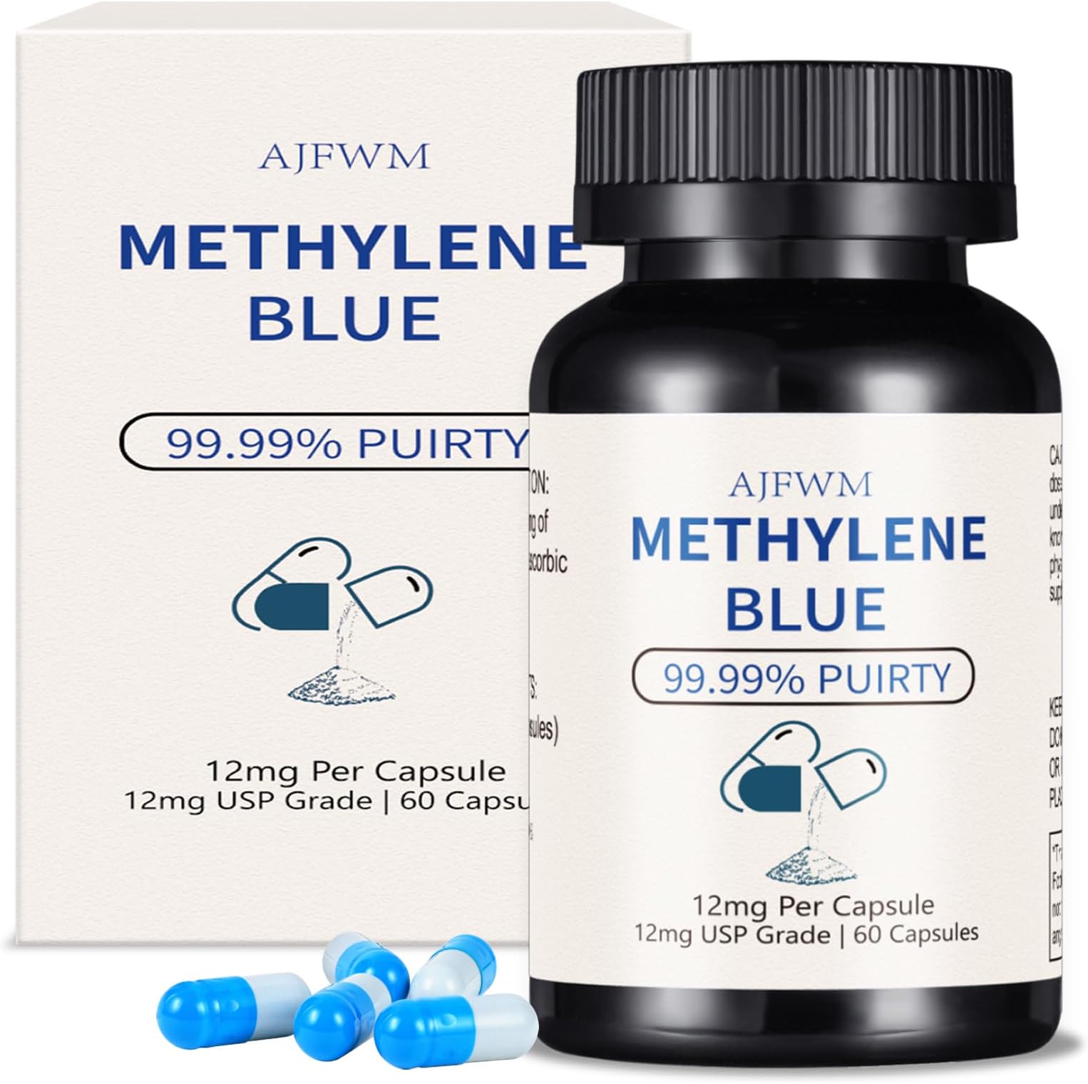 Methylene Blue Pharmaceutical Grade Supplement with 60 Capsule, Third-Party Tested Includes Nano Liquid Gold, Methylene Blue USP Grade, No Formaldehyde