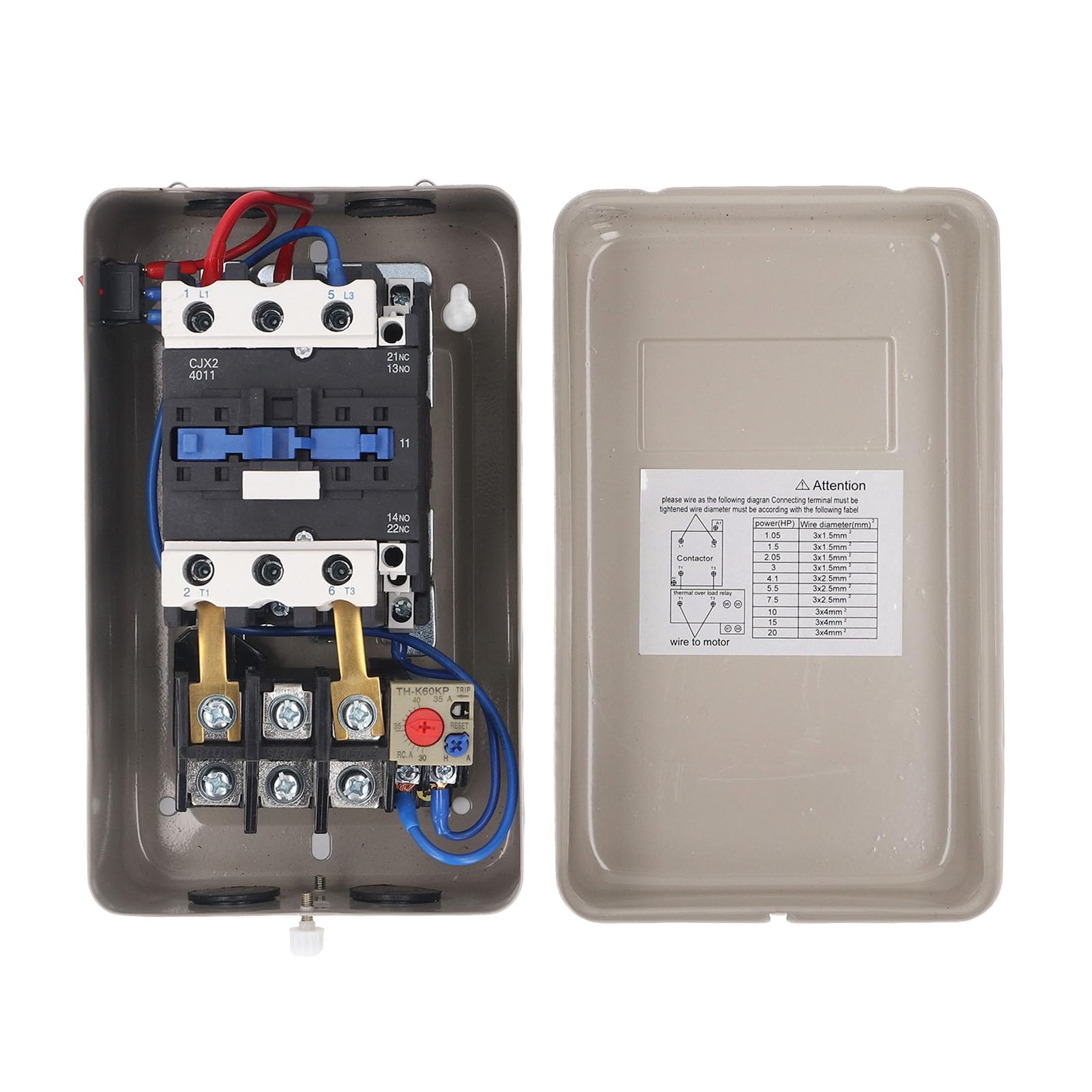 Arrancador de Motor Magnético Eficiente de 7,5 para Control de Motor Monofásico en Compresor de Aire, 220-240 V 30-40 A, Componentes Premium