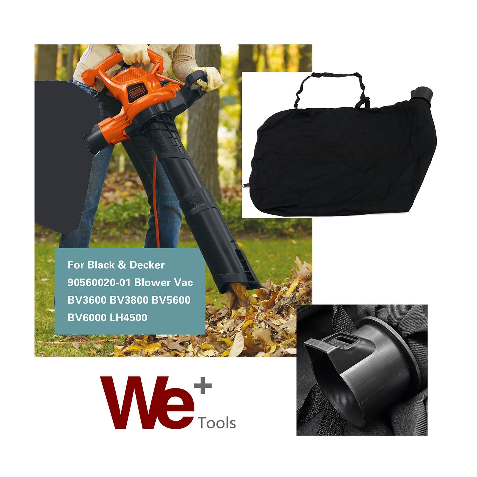 WETOOLPLUS Leaf Blower Shoulder Bag for Black & Decker 90560020-01 Blower Vac BV3600 BV3800 BV5600 BV6000 LH4500 (1 Pack)