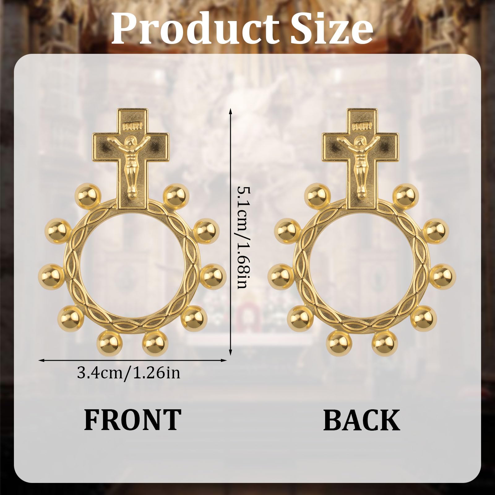 WANDIC 30 anillos de rosario de oro para hombres y mujeres, anillos de rosario de dedo católico con cruz, 30 piezas a granel para oración, regalos de bautizo, regalo religioso
