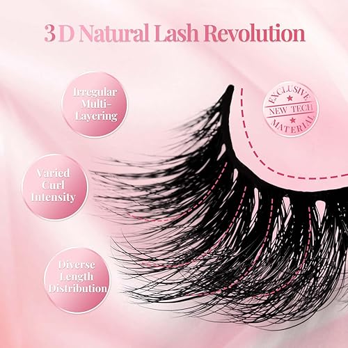 Miniatura 2 de Pestañas postizas de visón natural Wispy pestañas esponjosas de ojo de gato 3D, pestañas de tira de anime 3D, 5 pares de estilos de mezcla