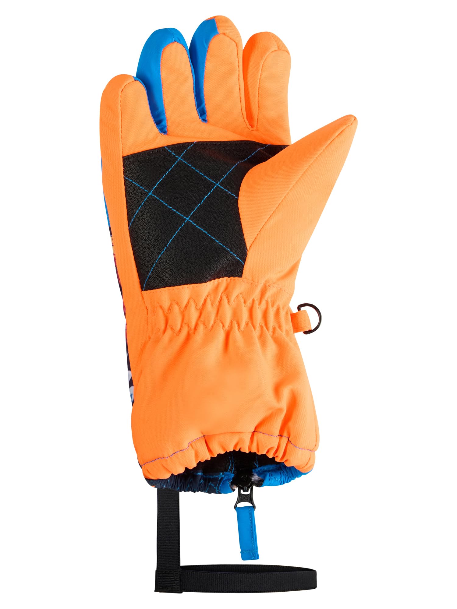 Ziener Leo-Z Gants de Ski/Sports d'hiver pour Enfant - Coupe-Vent - Imperméables - Longue Fermeture éclair - Orange - Taille 3