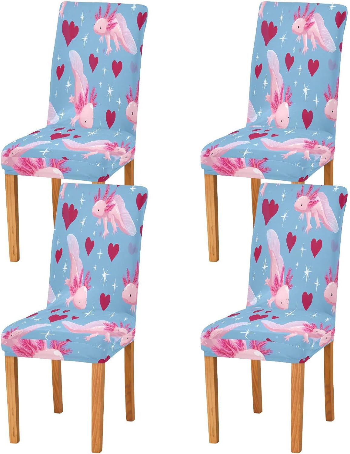 ALAZA Chair Covers for Dining Room, Salamander Heart Pattern Stretch Chair Cover Sets Chair Protector Removable Washable for Ktichen Restaurant Hotel