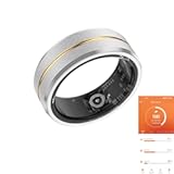 Fitness Tracker Smart Ring for Men Women, Step Counter for Walking, Heart Rate Blood Oxygen Calorie Sleep Tracker Health Ring, IP68 Waterproof Design, 5-7 Days Battery Life(SilvergoldM US9)
