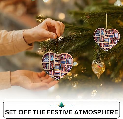 Miniatura 7 de Adorno de corazón para amantes de los libros, colgante de lectura de madera en forma de corazón, resistente al desgaste, decoración colgante para