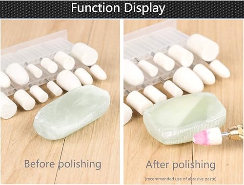 Miniatura 3 de NGe Juego de 20 brocas de pulido de fieltro de lana de 310 pulgadas, mandril de cono blanco, accesorios para herramientas rotativas Dremel, vástago