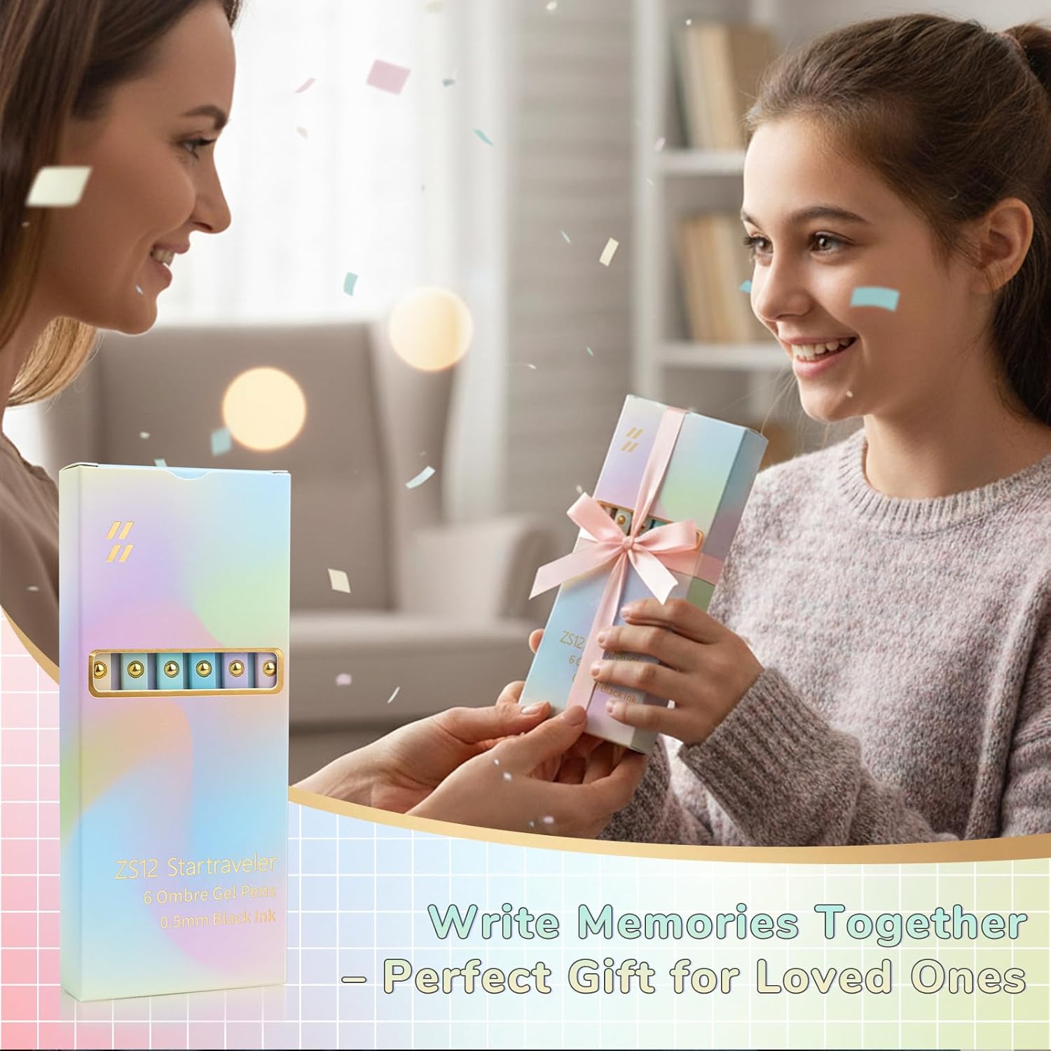 Gel Pens, 6 Pcs Fine Point Smooth Writing Pens Cute Pens for Women, High-End Series 0.5mm Black Ink Pens for Journaling Note Taking, School Office Supplies (6 Pcs Gold Gradient) - Image 7