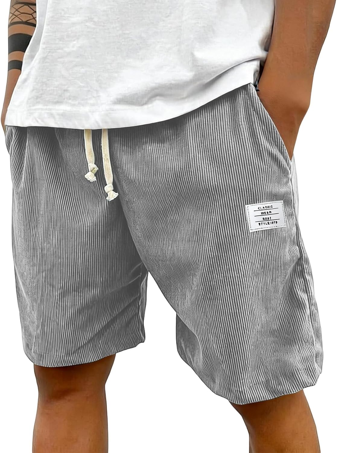 Ymosrh Men's Summer Shorts Lightweight Stretch Elastic Waist Beach Workout Shorts with Pocket S-5XL