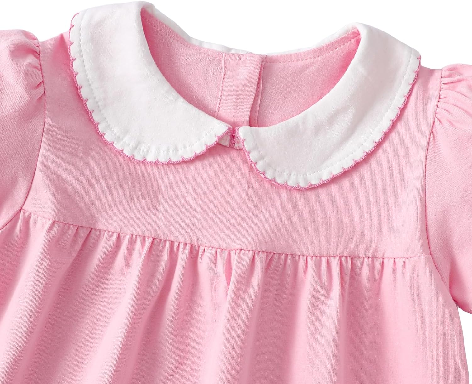 Girls 2 Piece Outfits Short Sleeve Peter Pan Collar Top and Straight Leg Pants Summer Pants Sets