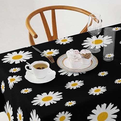 Miniatura 1346 de Mantel floral hippie, diseño retro de los años 70, naranja, rosa, azul, floral, bohemio, estampado estético de margaritas, para fiesta, picnic