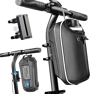 E Scooter Bag for Scooter, E Scooter Bag with Water Bottle Holder, Handlebar Bag for Electric Scooter, Front Bag with Carry Handle & Quick Release Frame, Scooter Bag, Front Tube Bag, E Scooter