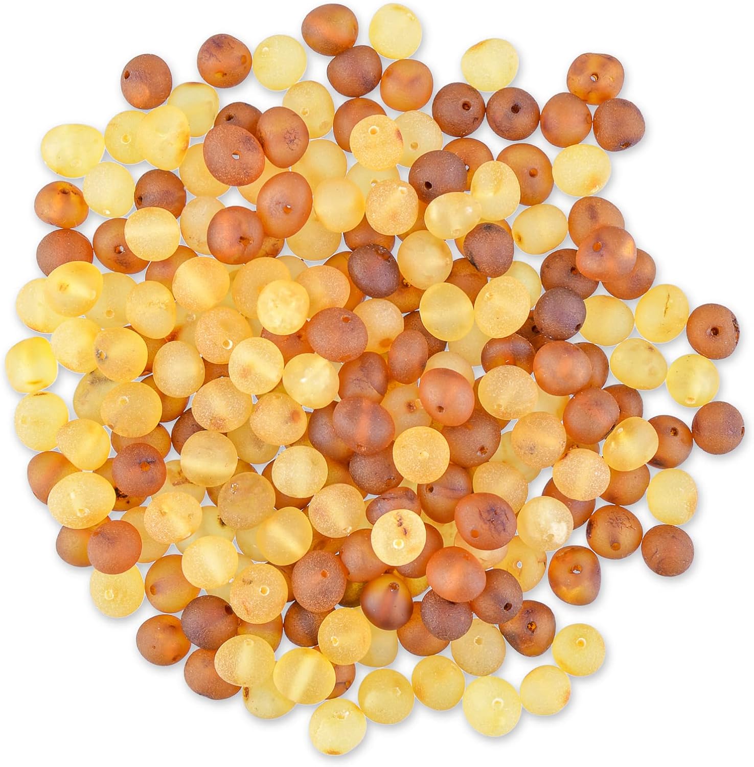 Genuine Amber - Loose Raw Amber Beads from The Baltic Sea - Drilled Through - 10 Grams - Medium 6-7 mm - Raw Mix