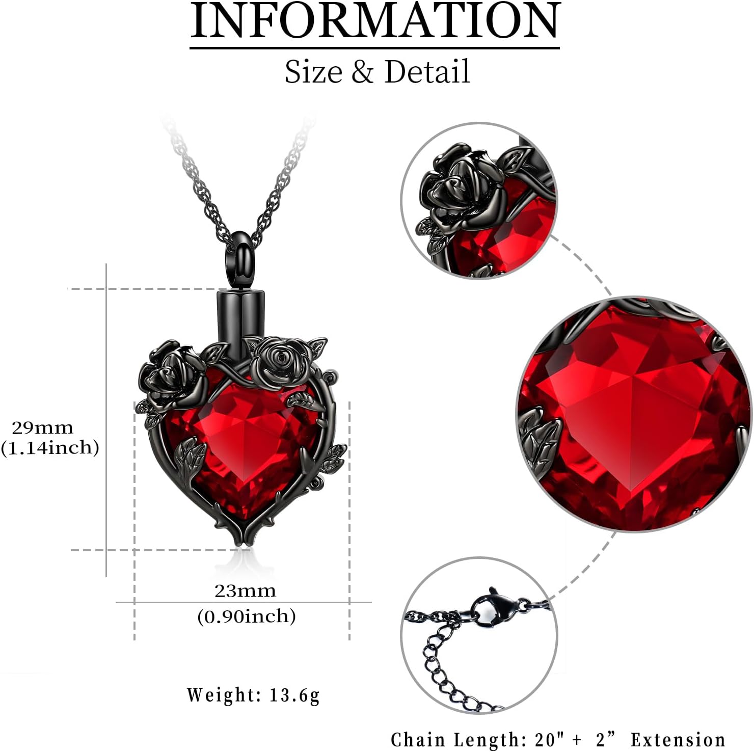 shajwo 2PCS Tree of Life Cylinder Rose Heart Cremation Jewelry Urn Necklaces for Ashes for Women Girls image 5