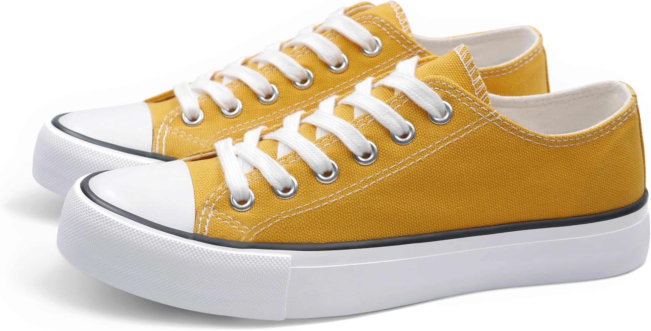 Womens Canvas Shoes Low Top and Lace up Fashion Casual Sneakers Black and White Classic