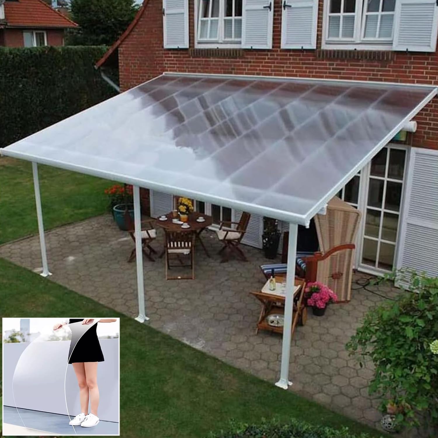 Paneles de policarbonato para Invernadero, láminas de Techo acrílicas Transparentes de 2 mm, Cubierta de plástico Impermeable para jardín, cobertizo y hogar (1 m x 9 m)