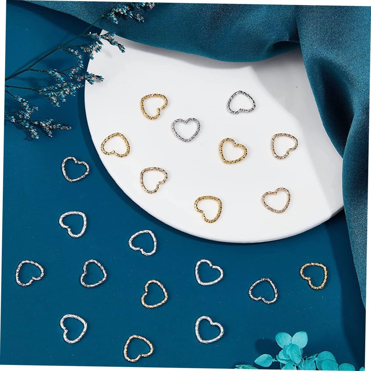 320pcs Heart Shaped Linking Charms Metal Open Jump Rings for DIY Jewelry Making Necklaces Bracelets Earrings Keychains and Bag Ornaments