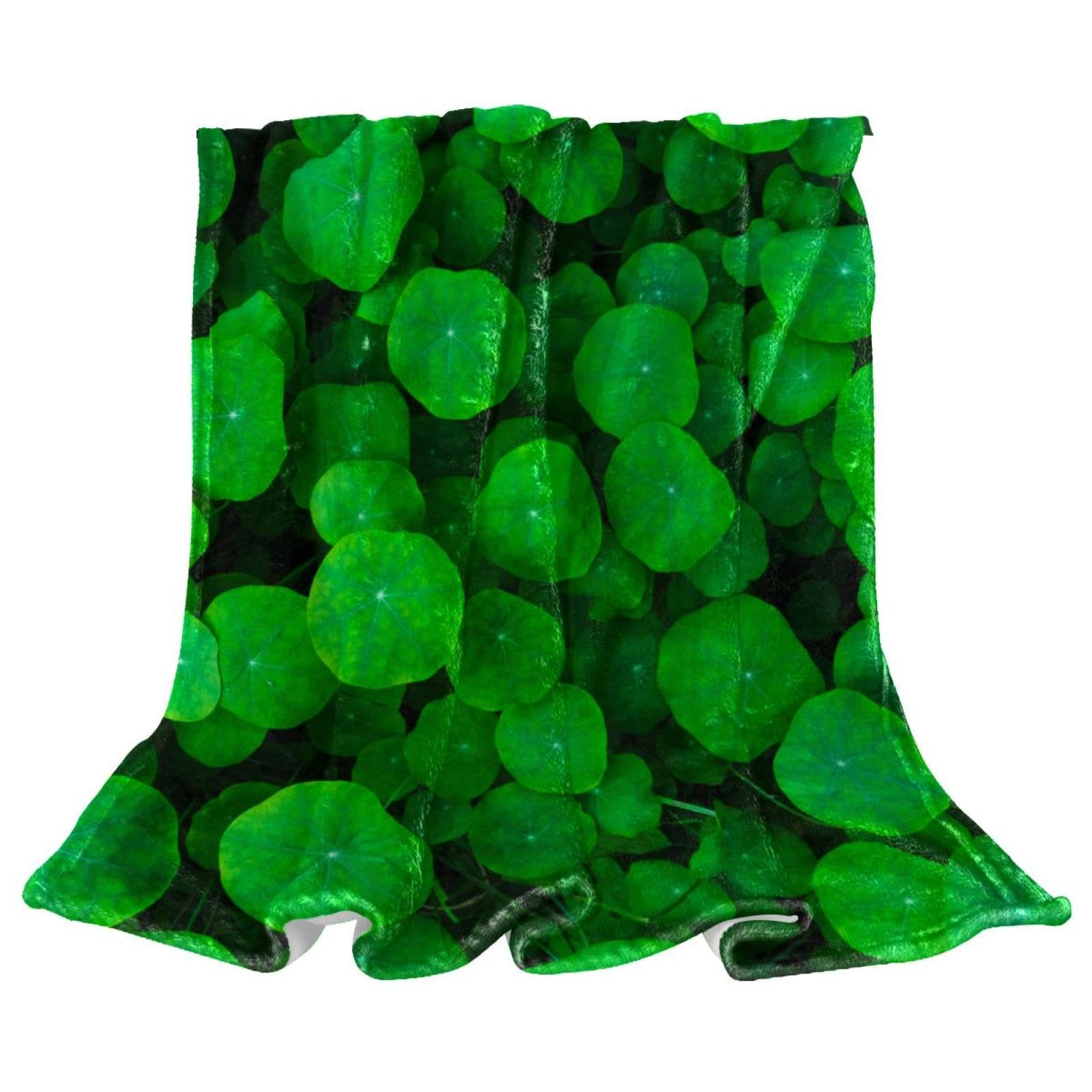 Couverture polaire trèfle vert plaid microfibre chaude grand jeté de canapé 150x200
