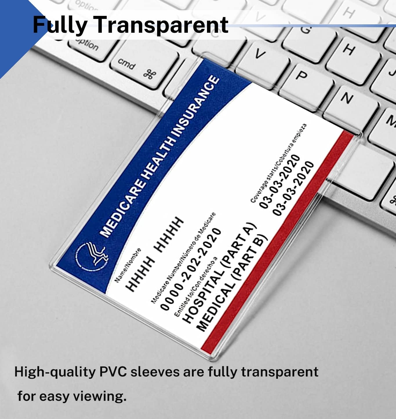 Medicare Card Holder Protector Sleeves, Social Security Card Protector, 12 Mil Clear PVC Water Resistant Plastic Sleeves for New Medicare Cards, Business Cards, ID Cards, Credit Cards, 6 Pack
