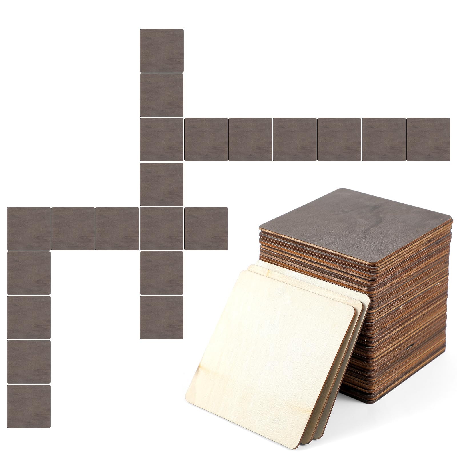 Planche en bois brut Chunful lot de 50 carrés pour loisirs créatifs