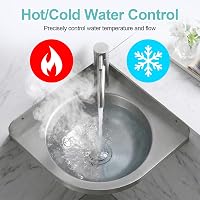 Chiuvetă de colț din oțel inoxidabil Tasofac cu baterie pentru apă caldă și rece, triunghiulară, cu o cuvă, pentru bucătărie, rulotă, baie sau toaletă 3
