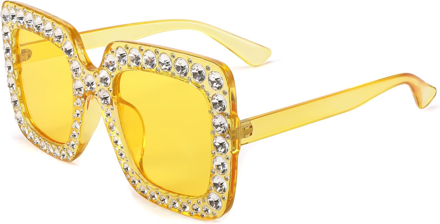 FEISEDY - Gafas de sol de cristal brillante para mujer, gran tamaño, cuadradas, marco grueso, B2283