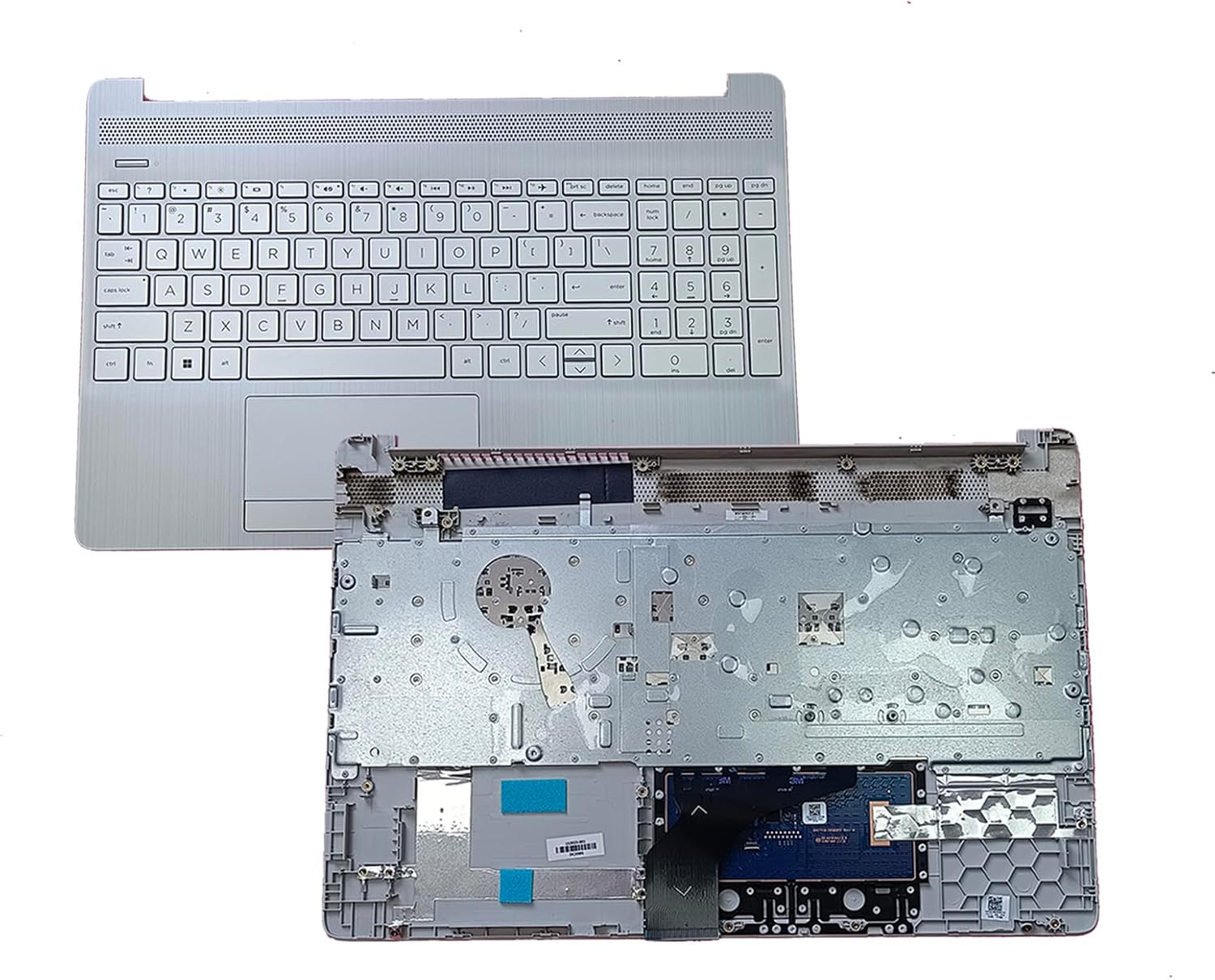 Replacement for HP 15-DW 15S-DU 15S-DY 15-DW0081WM HP 15-DW1081WM 15-DW1083WM 15-DW0083WM Laptop Upper Top Cover Case Palmrest Non-Backlit Keyboard Touchpad Assembly Part L52023-001 Sliver