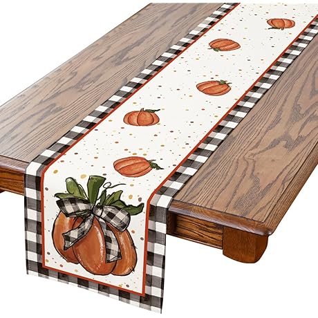 Siilues Fall Table Runner: Enhance Your Thanksgiving Festivities with Buffalo Plaid Elegance