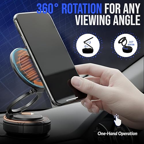 Miniatura 3 de Soporte magnético para teléfono de automóvil, rotación de 360, soporte de teléfono de succión magnética fuerte, fácil operación con una sola mano,