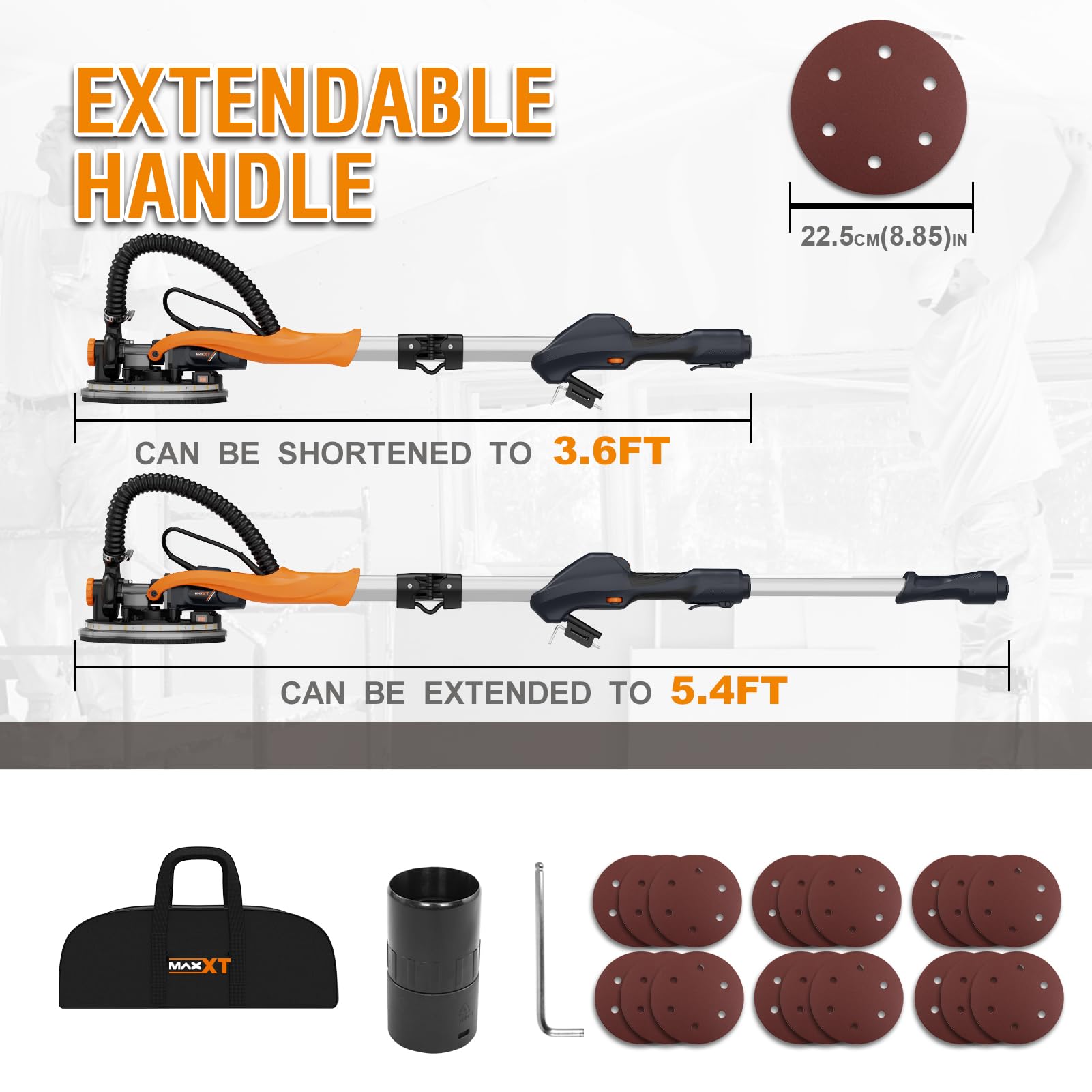 MAXXT Drywall Sander - Vacuum & LED Light -2