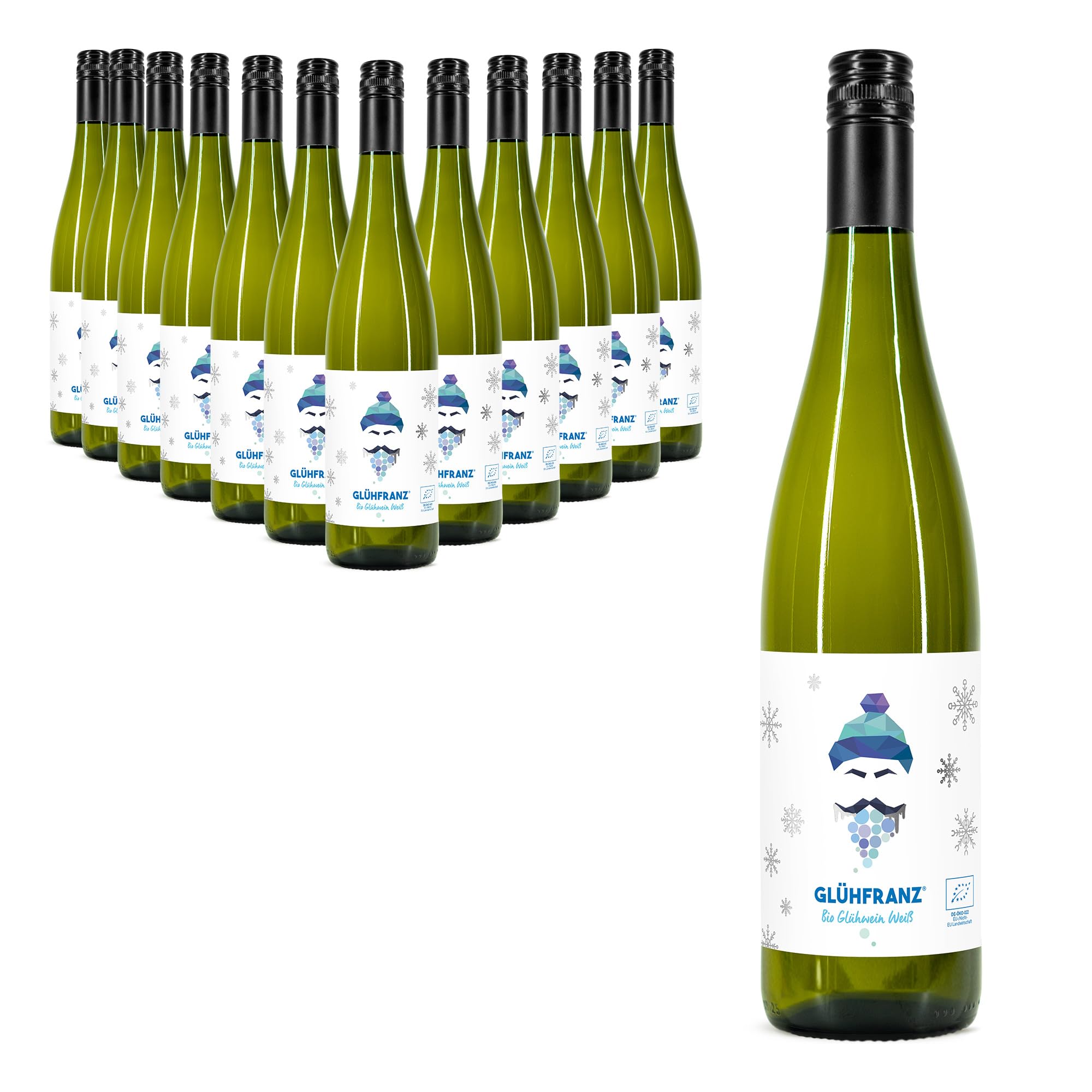 GLÜHFRANZ Weißer Bio-Glühwein | winterlicher Genuss aus Bio-Weißwein | Fruchtig & würzig mit Citrus & Apfel | Deutscher Qualitätswein | Vegan & glutenfrei | 0,75 l Flasche | 12,3% vol (12 x 0,75l)