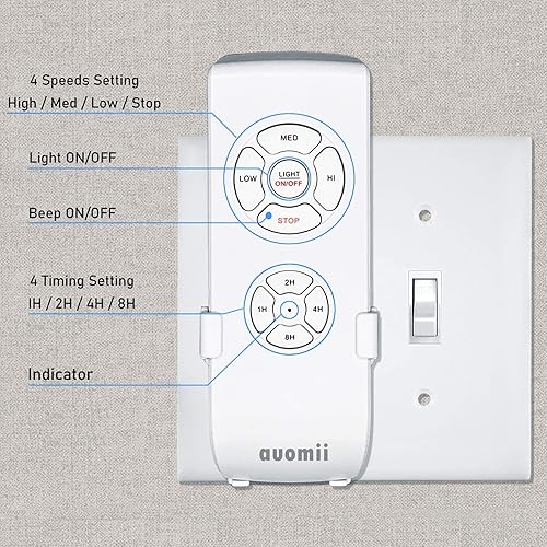 Miniatura 4 de Kit de control remoto universal para ventilador de techo, control remoto de luz de ventilador de techo de tamaño pequeño, velocidad, luz y