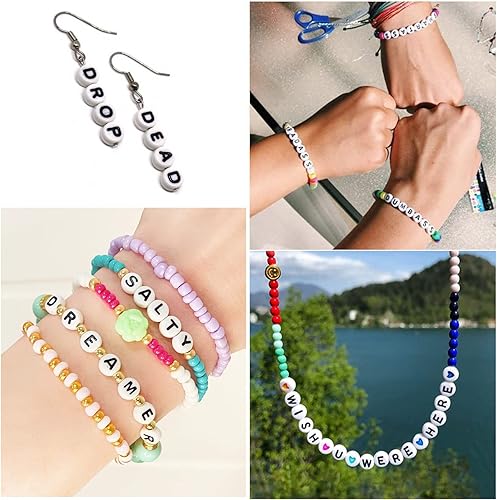 Miniatura 5 de 1000 cuentas acrílicas de letras del alfabeto, letras coloridas, cubo negro, cuentas para pulseras de la amistad y regalos, fabricación de joyas de