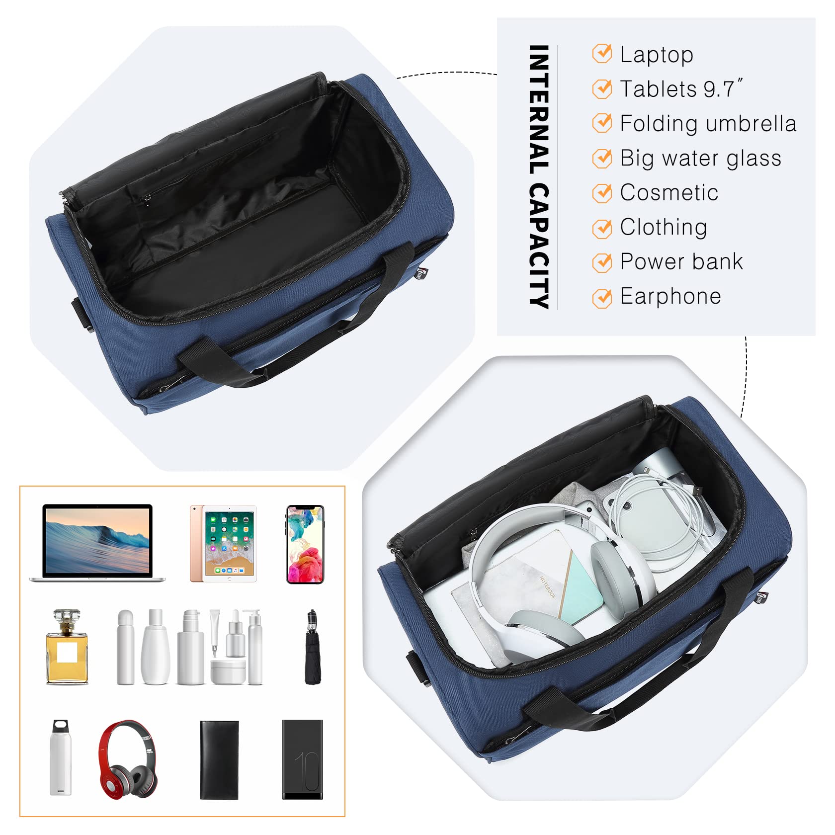 KONO Bagaglio a Mano 40x20x25 Ryanair Borsone da Viaggio con Manica per Trolley Borsa Sportiva 20L (Marina Militare)