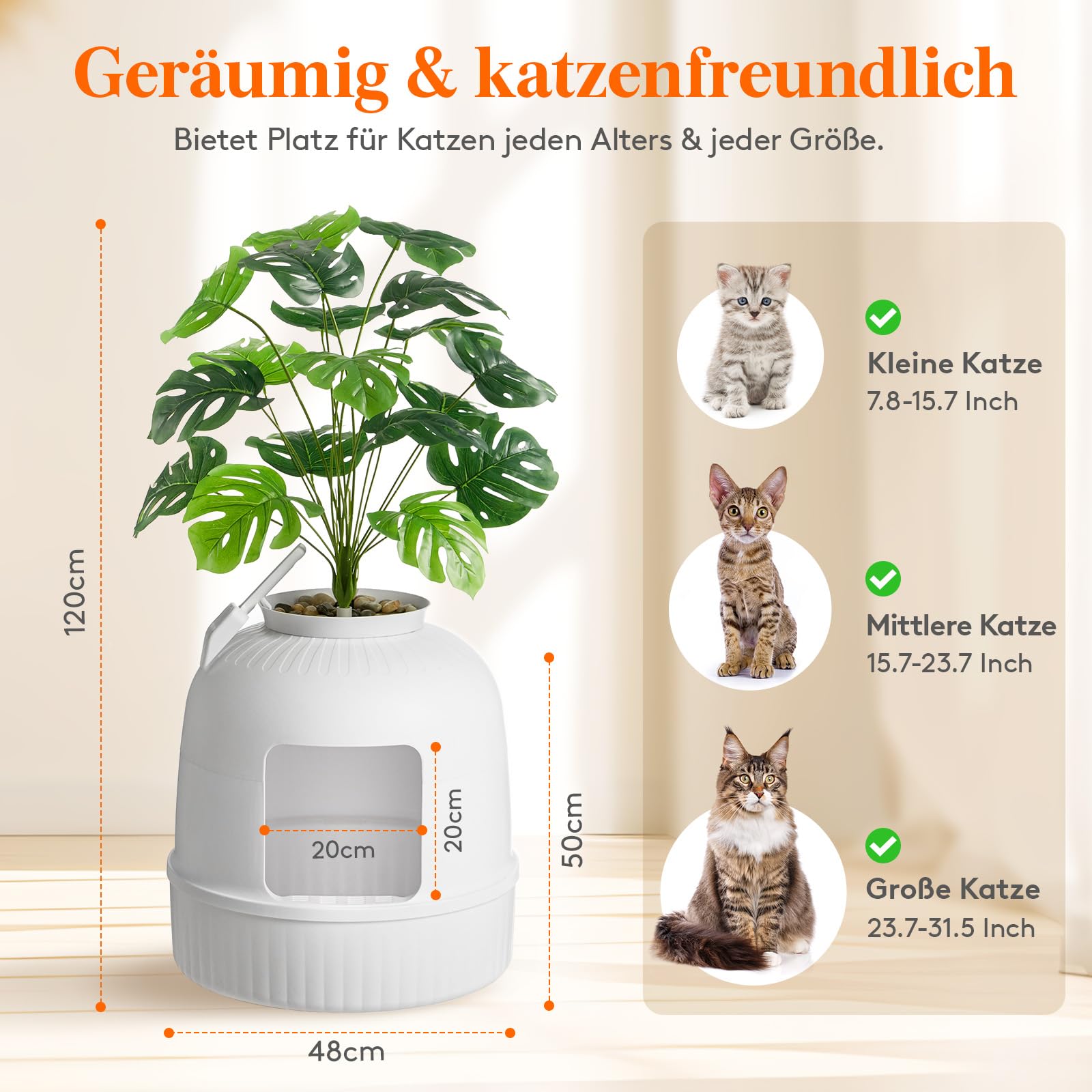 Lifewit Katzenklo Blumentopf mit Pflanze & Schaufel, Katzentoilette Weiß | Katzenklo Versteckt, Katzentoilette XXL mit Geruchskontrolle und Kohlefilter, Cat Litter Box with Plant für Wohnzimmer Ecke