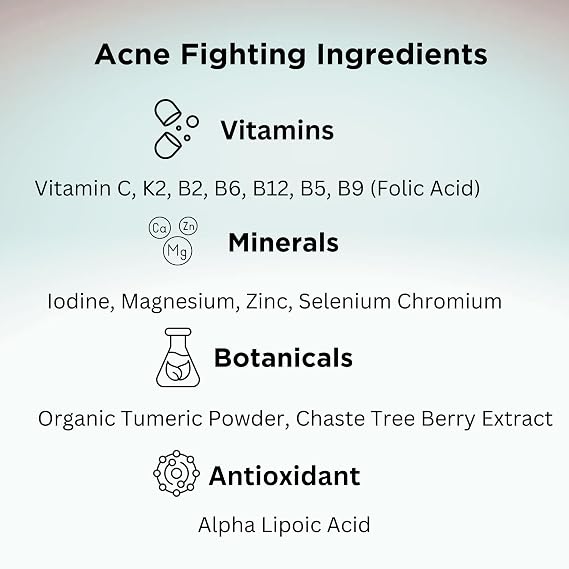 Clear Skin Acne Vitamin System | 20 Antioxidants, Botanicals & Minerals | 60 Count | Pack of 4 | 240 Total Capsules
