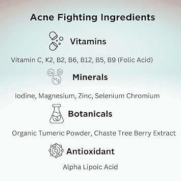 Clear Skin Acne Vitamin System | 20 Antioxidants, Botanicals & Minerals | 60 Count | Pack of 4 | 240 Total Capsules